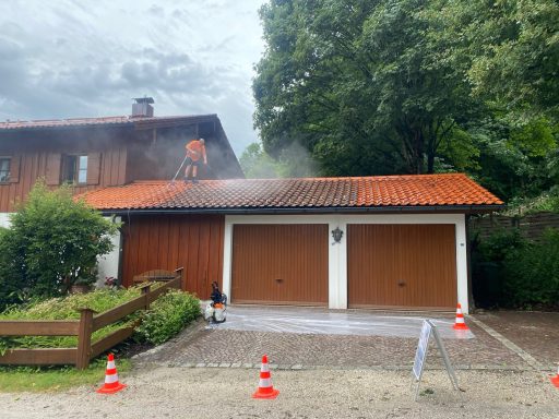 Garagendachreinigung in Bergen im Juli 25 Vorher